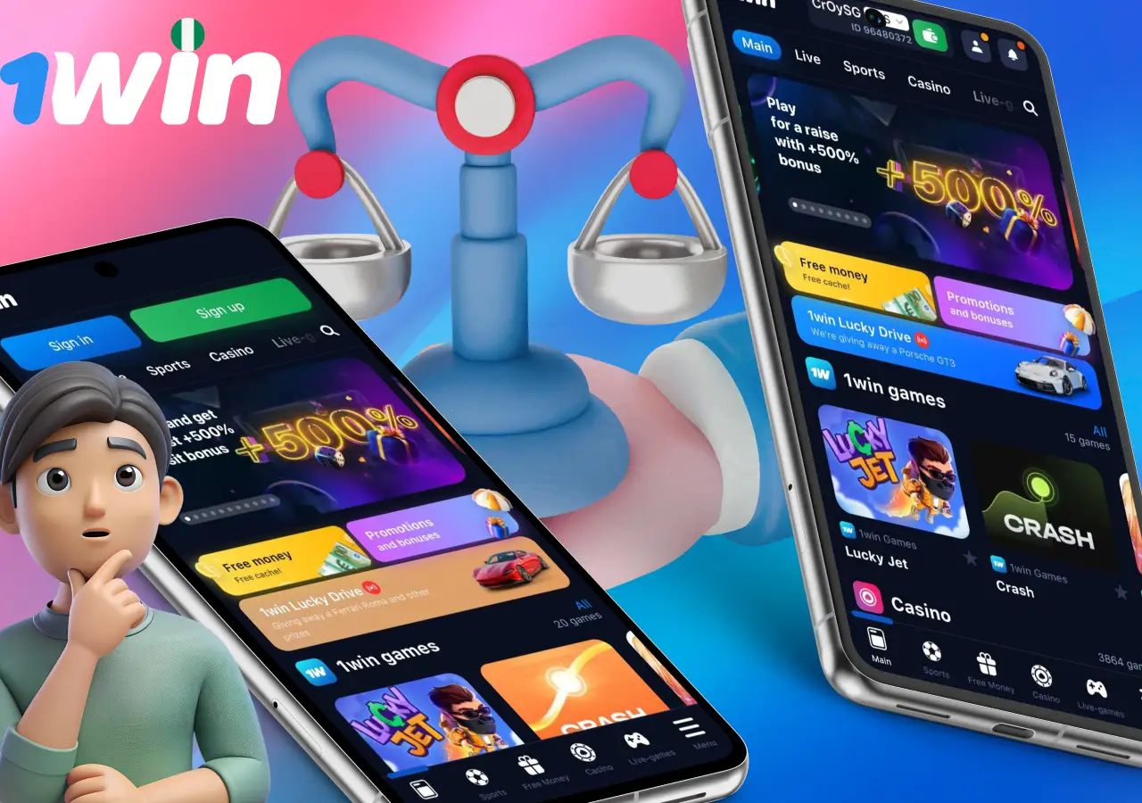 Comparison of mobile site and 1Win app